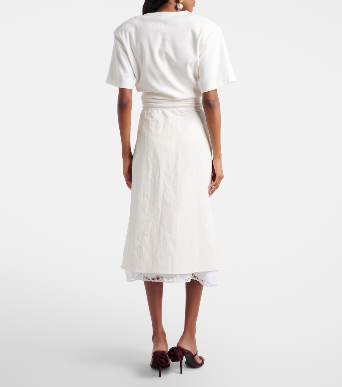 Lace-trimmed silk-blend midi skirt | Magda Butrym