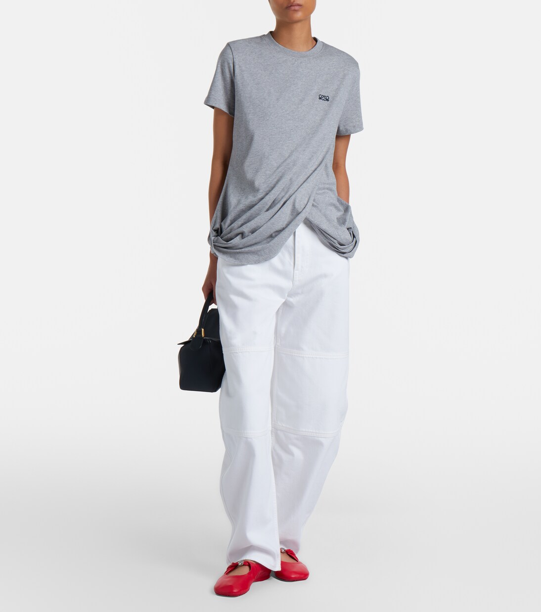 Double L draped cotton jersey T-shirt | Loewe