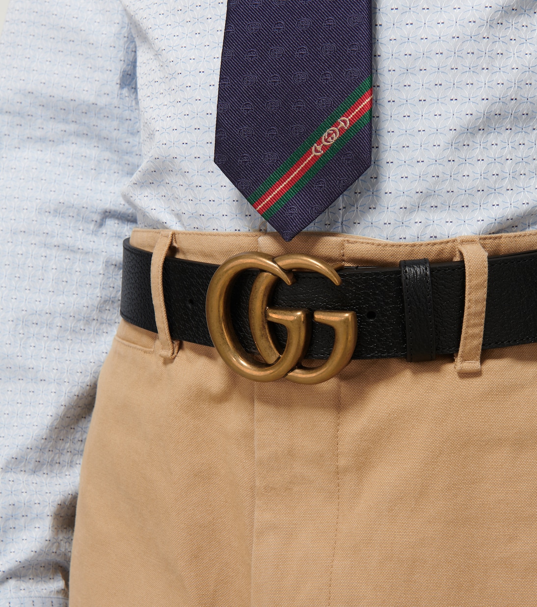 Leather belt with Double G buckle | Gucci