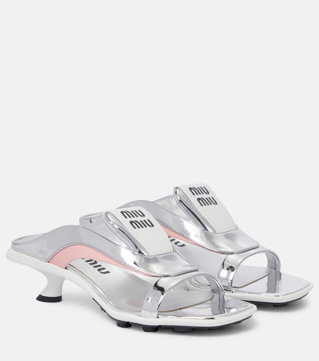 Sandalen aus Metallic-Leder | Miu Miu