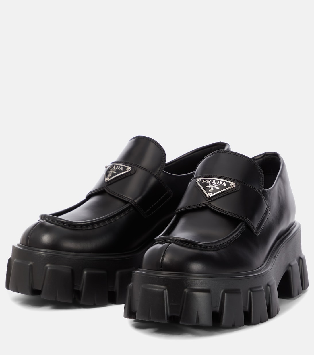 Monolith brushed leather loafers | Prada