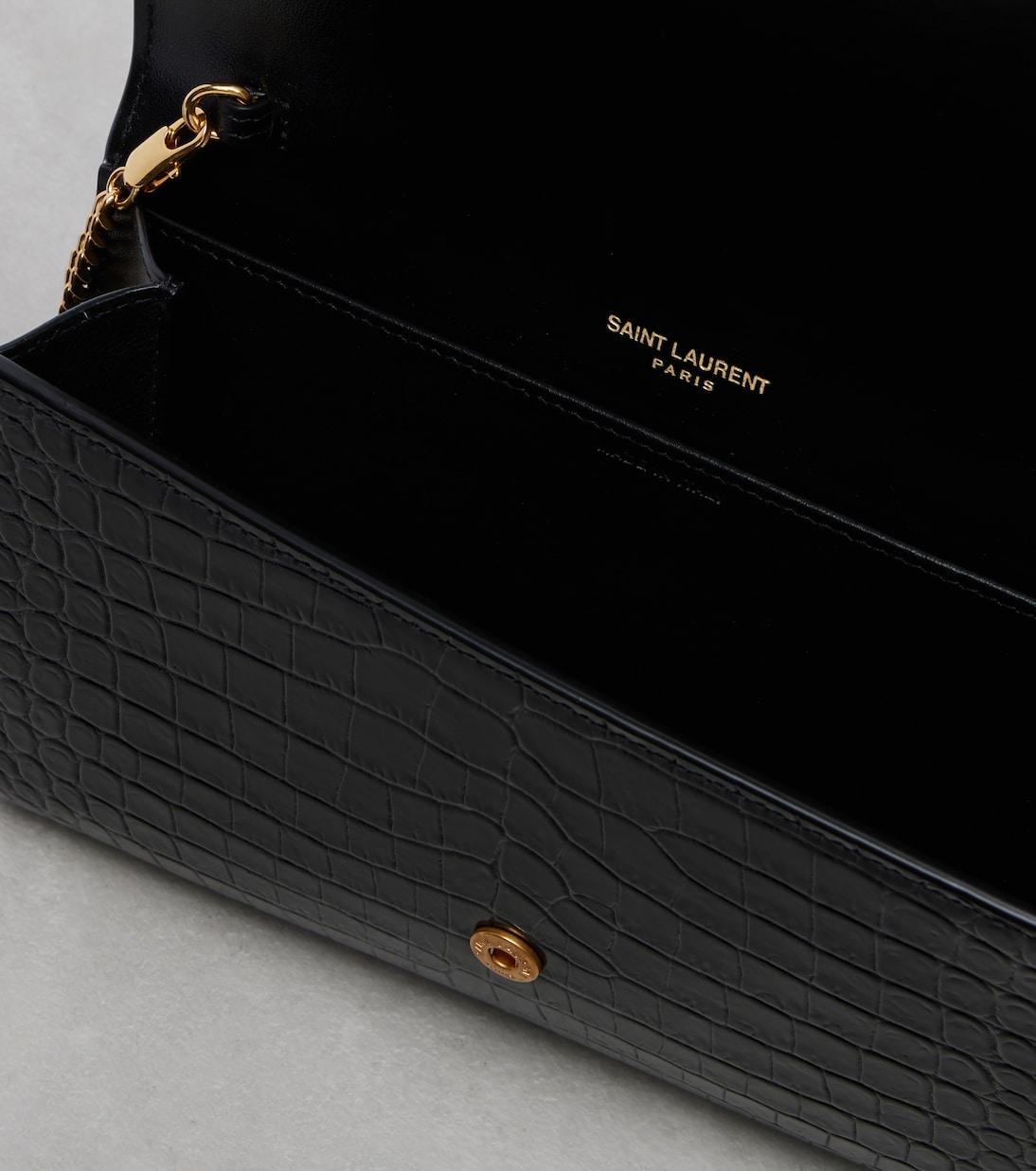 Uptown croc-effect leather wallet on chain | Saint Laurent