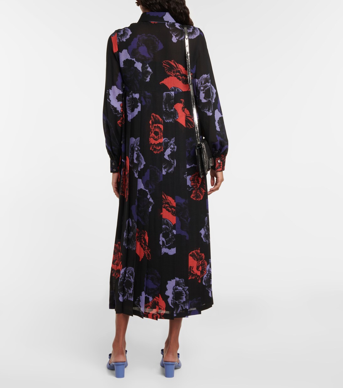 Robe midi en laine mélangée à fleurs | Ferragamo