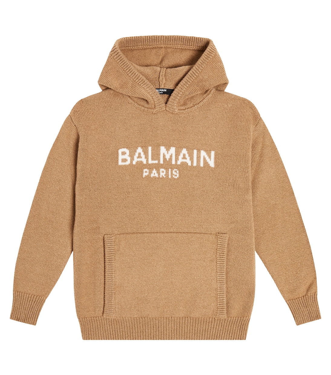 Logo intarsia wool and cashmere hoodie | Balmain Kids