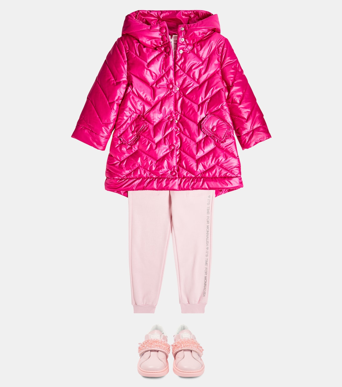 Chevron-quilted padded coat | Monnalisa