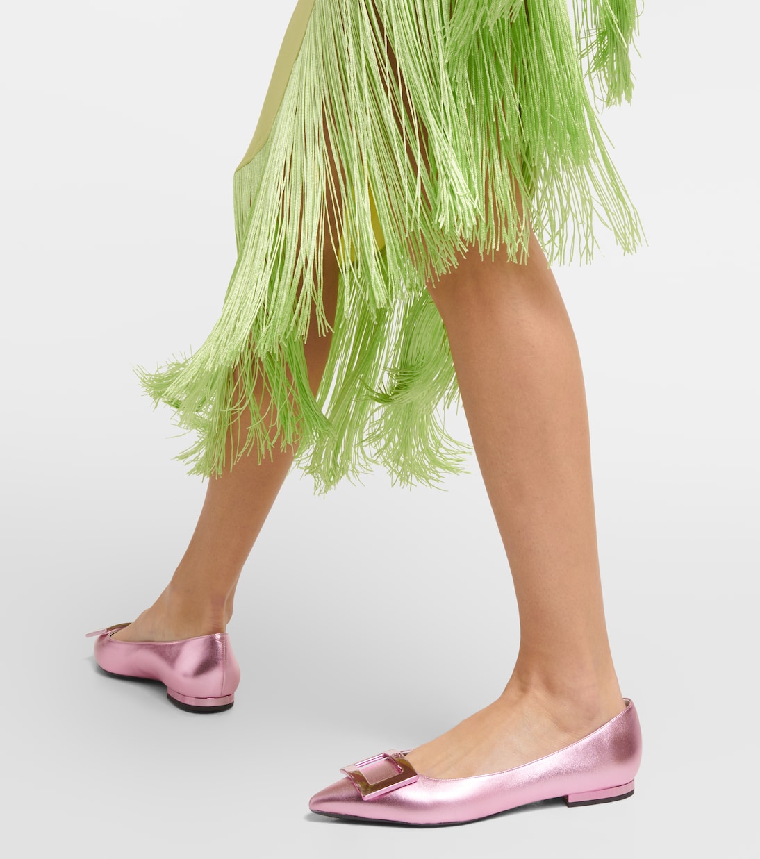 Gommettine metallic leather ballet flats | Roger Vivier