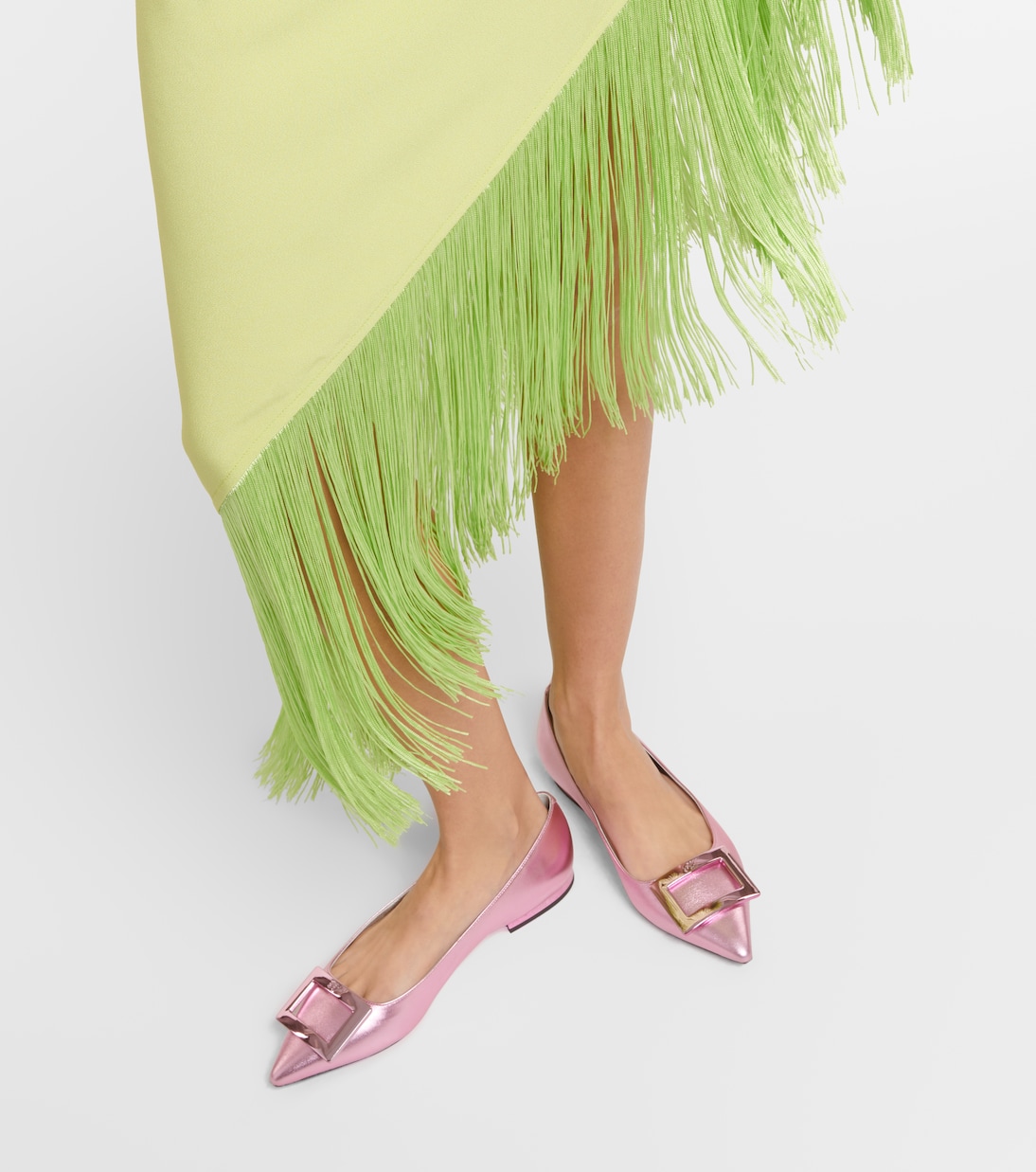 Gommettine metallic leather ballet flats | Roger Vivier