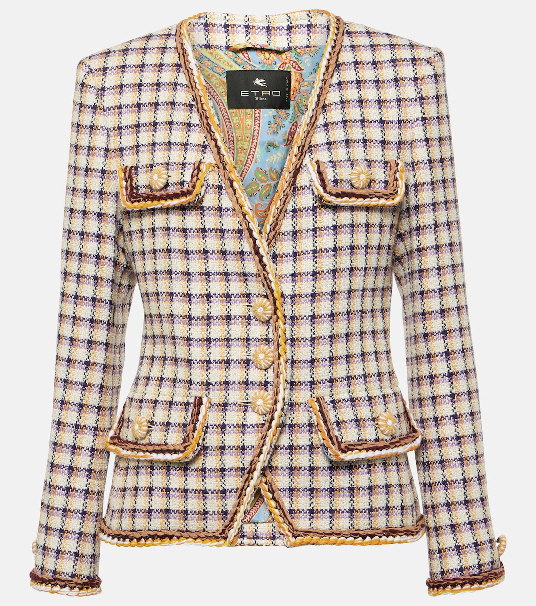 Checked cotton-blend jacket | Etro