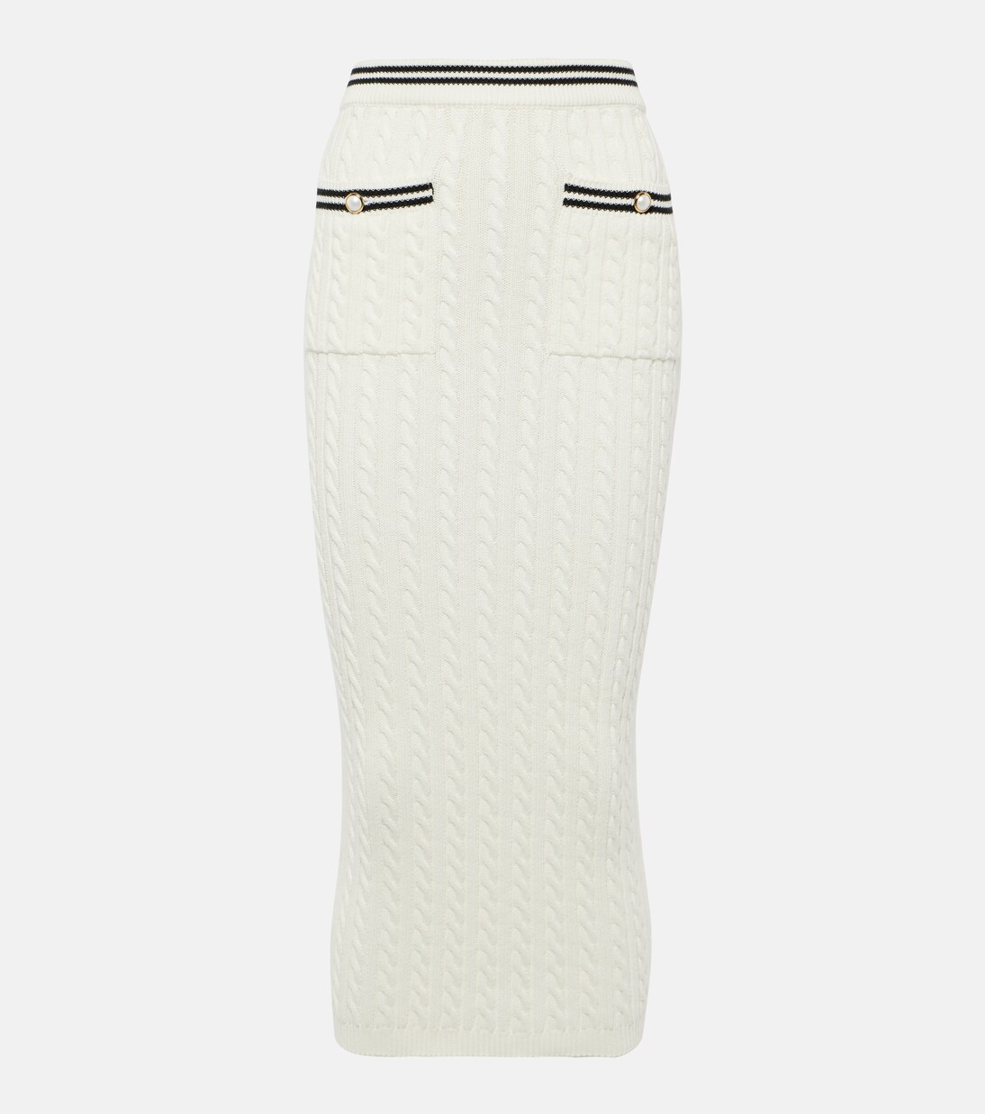 Striped cable-knit cotton midi skirt | Alessandra Rich