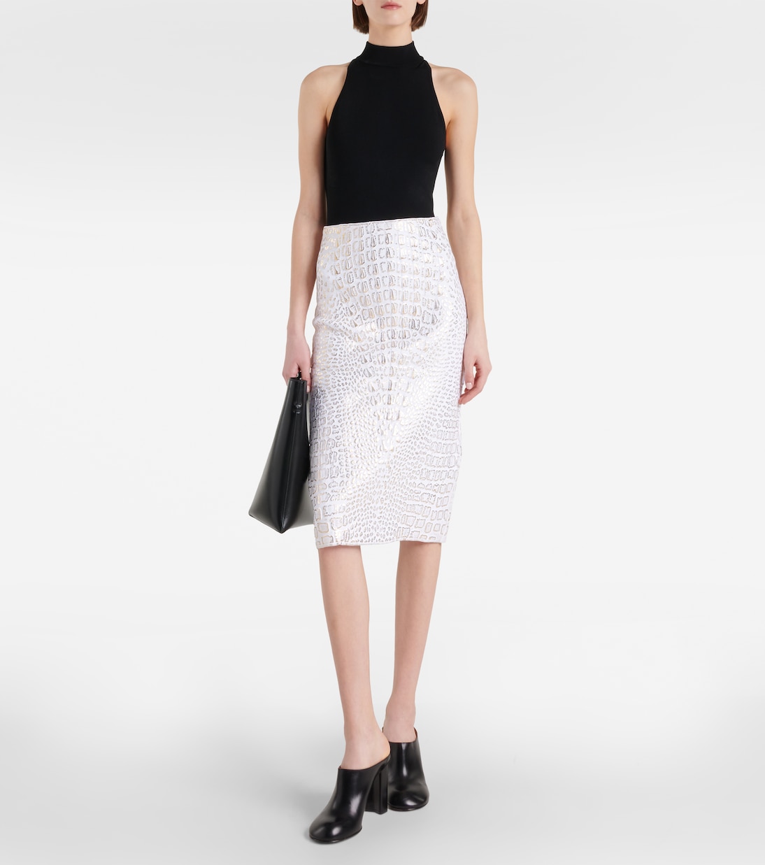 High-rise snake-print pencil skirt | Alaïa