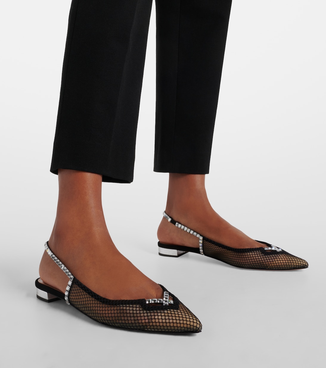 Forbidden Love mesh and suede slingback flats | Aquazzura