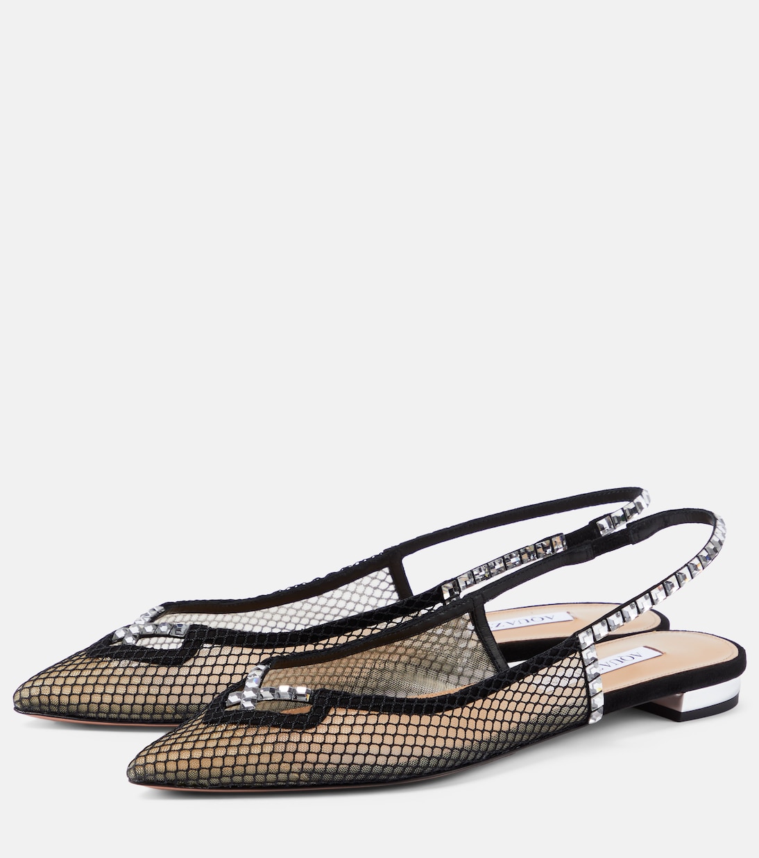 Forbidden Love mesh and suede slingback flats | Aquazzura