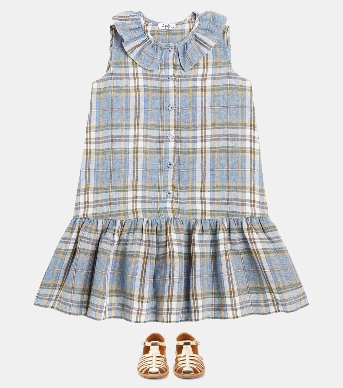 Checked linen dress | Il Gufo