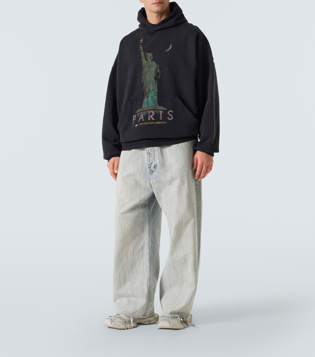 Mid-rise cotton twill wide-leg pants | Balenciaga