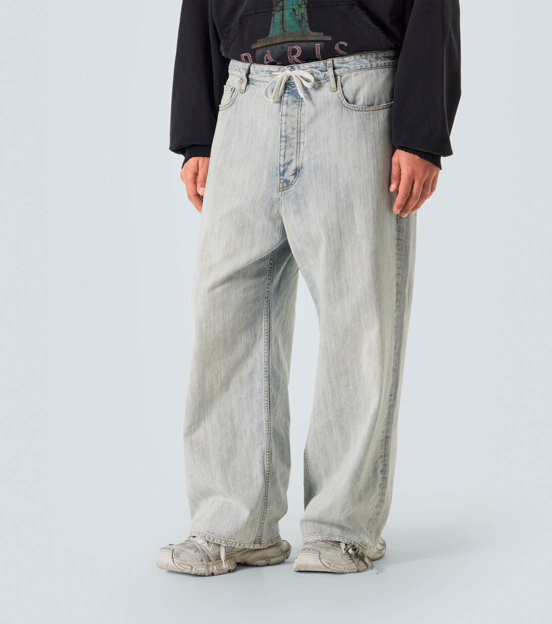 Mid-rise cotton twill wide-leg pants | Balenciaga