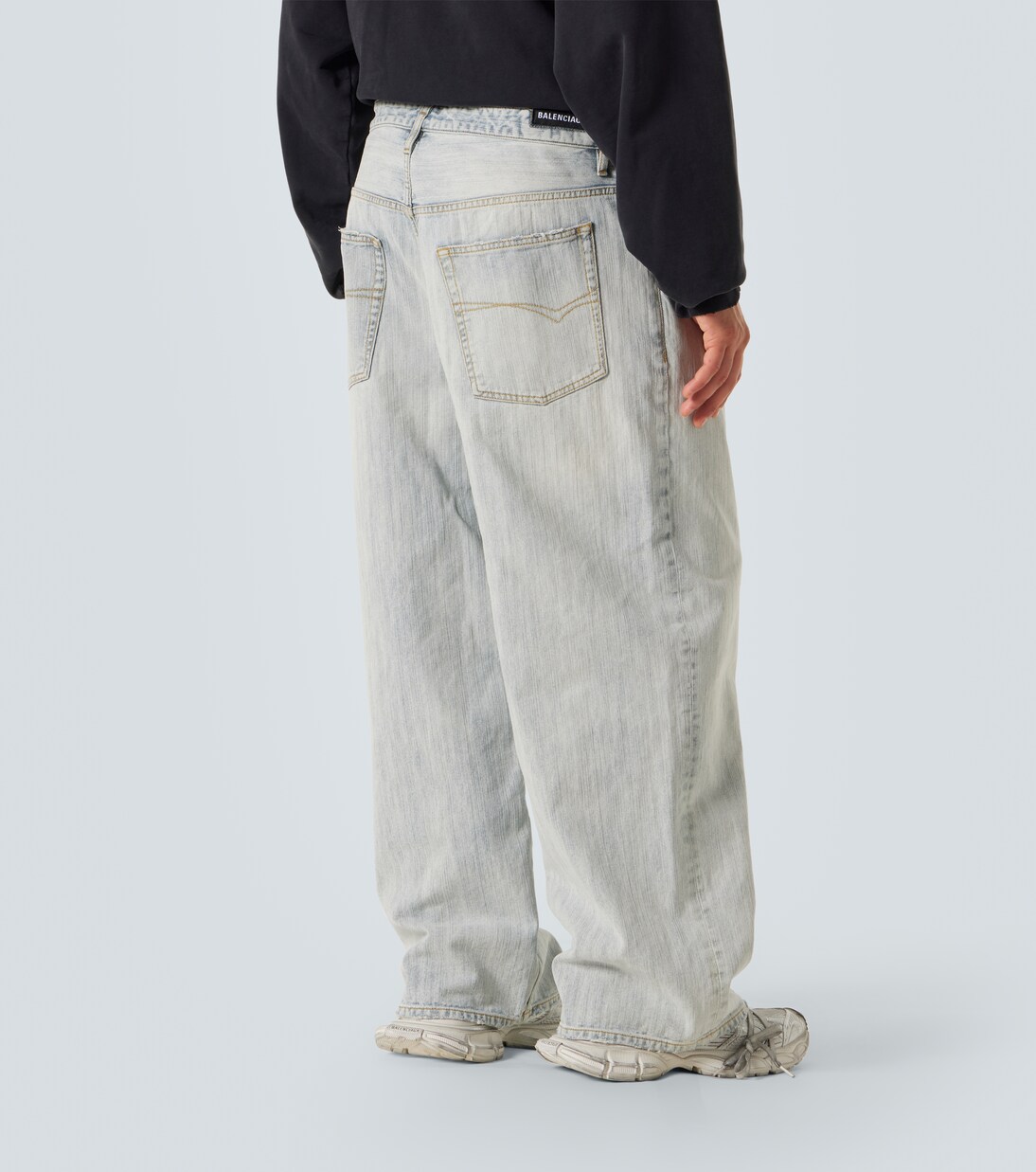Mid-rise cotton twill wide-leg pants | Balenciaga