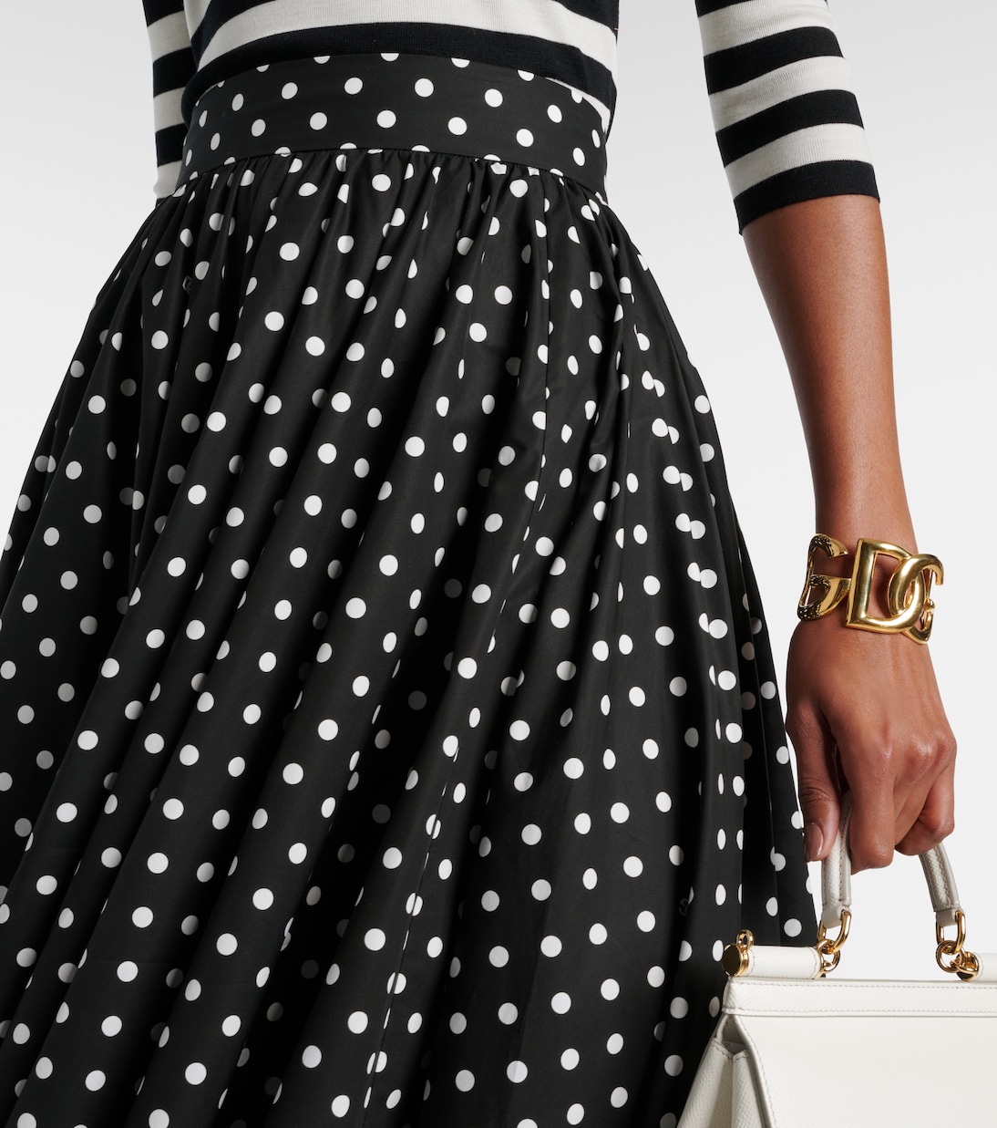 High-Rise-Midirock aus Baumwollpopeline | Dolce&Gabbana