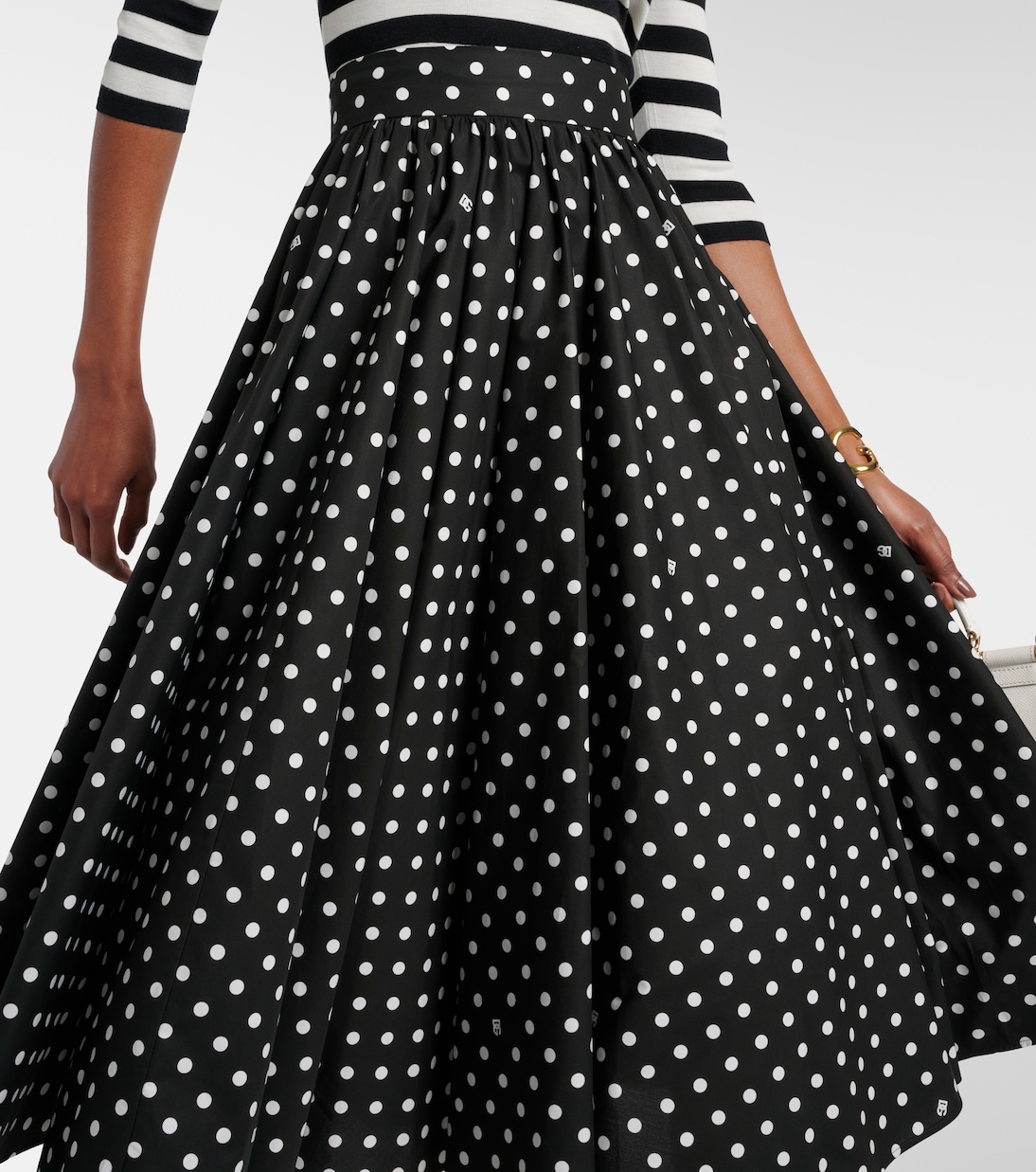 High-Rise-Midirock aus Baumwollpopeline | Dolce&Gabbana