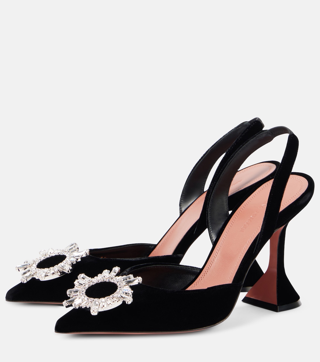 Begum 95 embellished velvet slingback pumps | Amina Muaddi