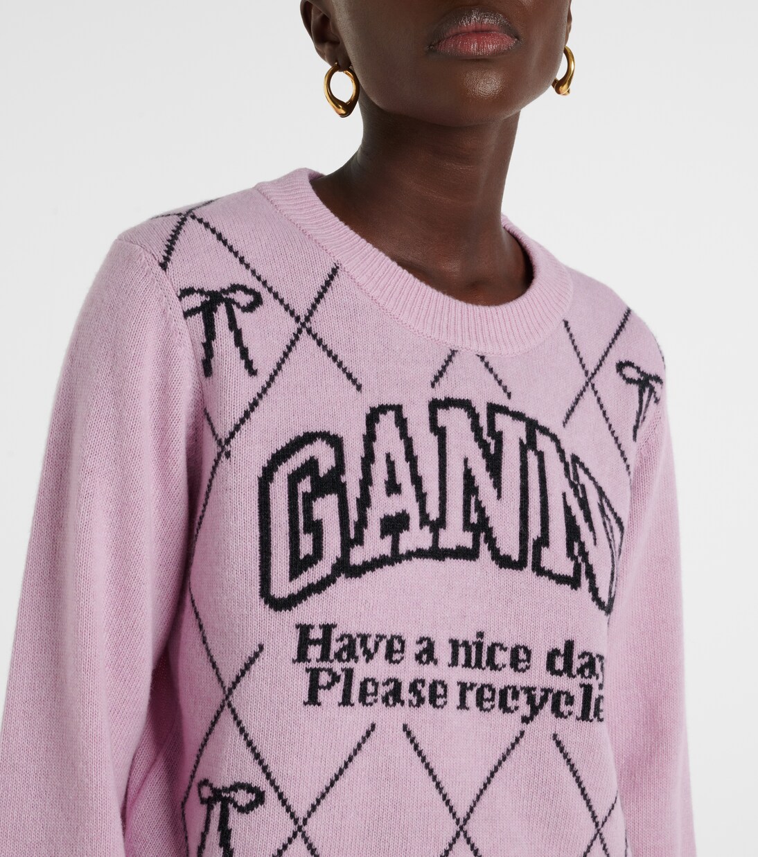 Pull en laine mélangée à logo | Ganni