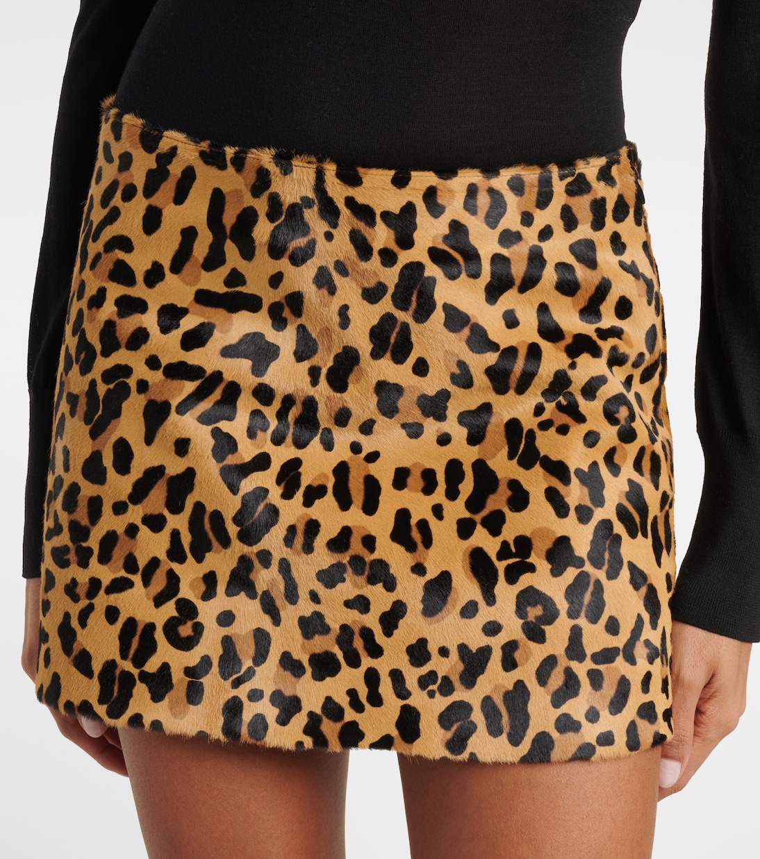 Mini-jupe en cuir à motif léopard | Alaïa