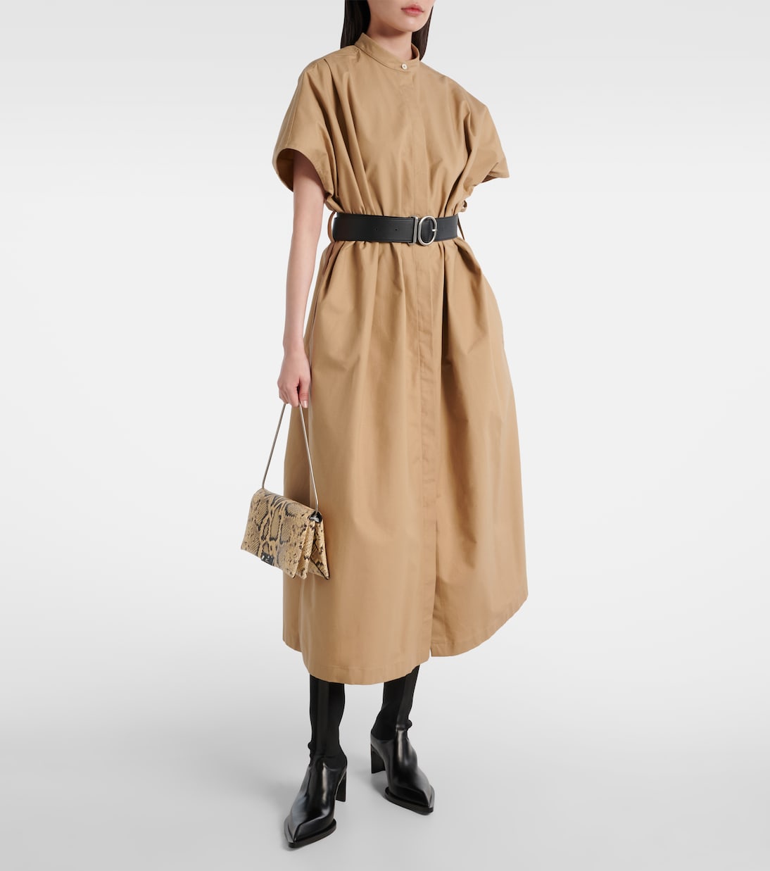 Carnet snake-effect leather clutch | Jil Sander