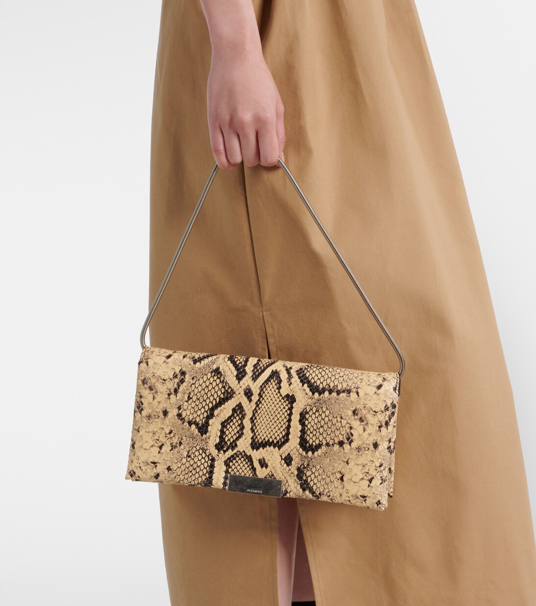 Carnet snake-effect leather clutch | Jil Sander