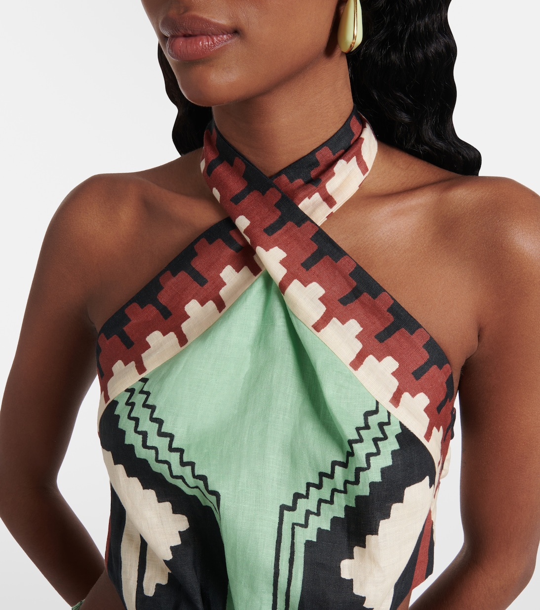 Printed halterneck linen minidress | Johanna Ortiz