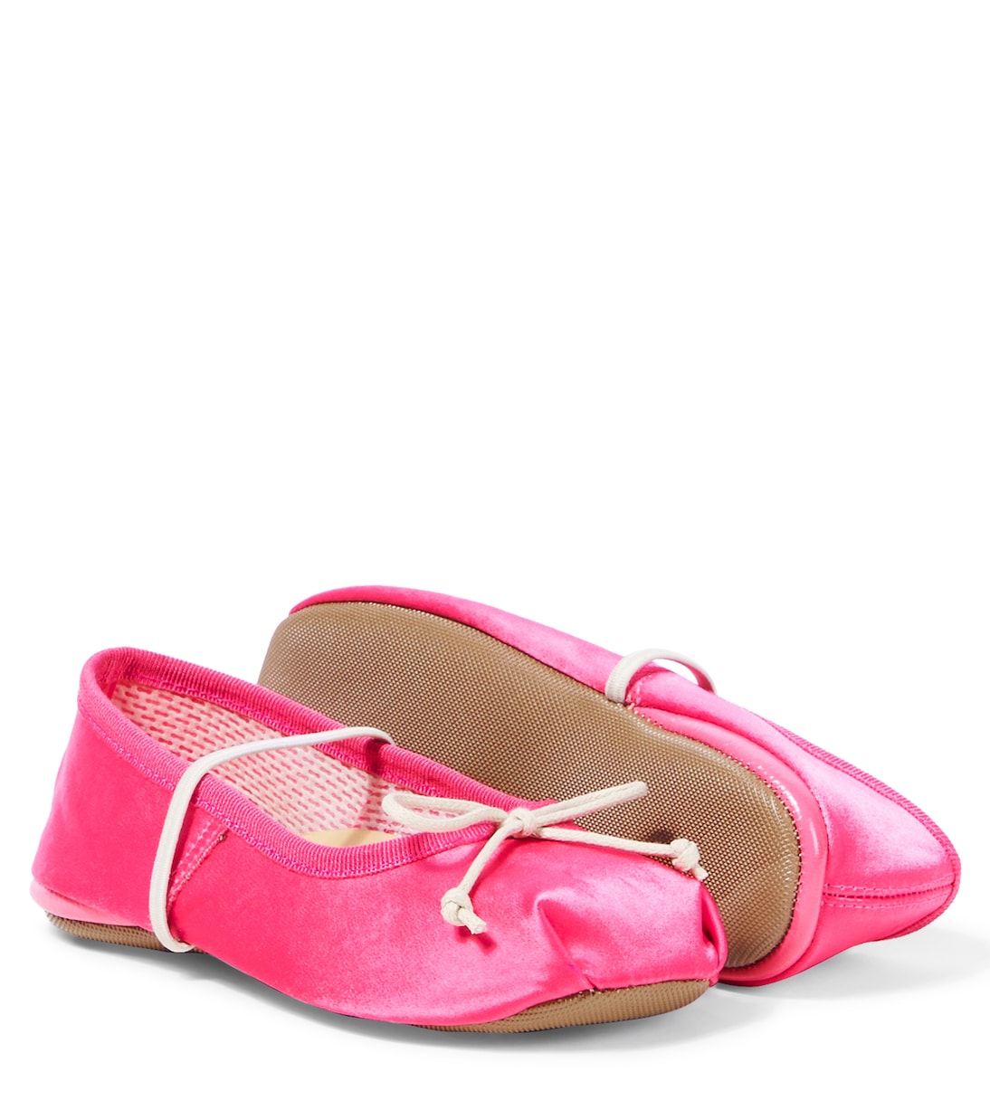 Bow-detail satin ballet flats | PèPè
