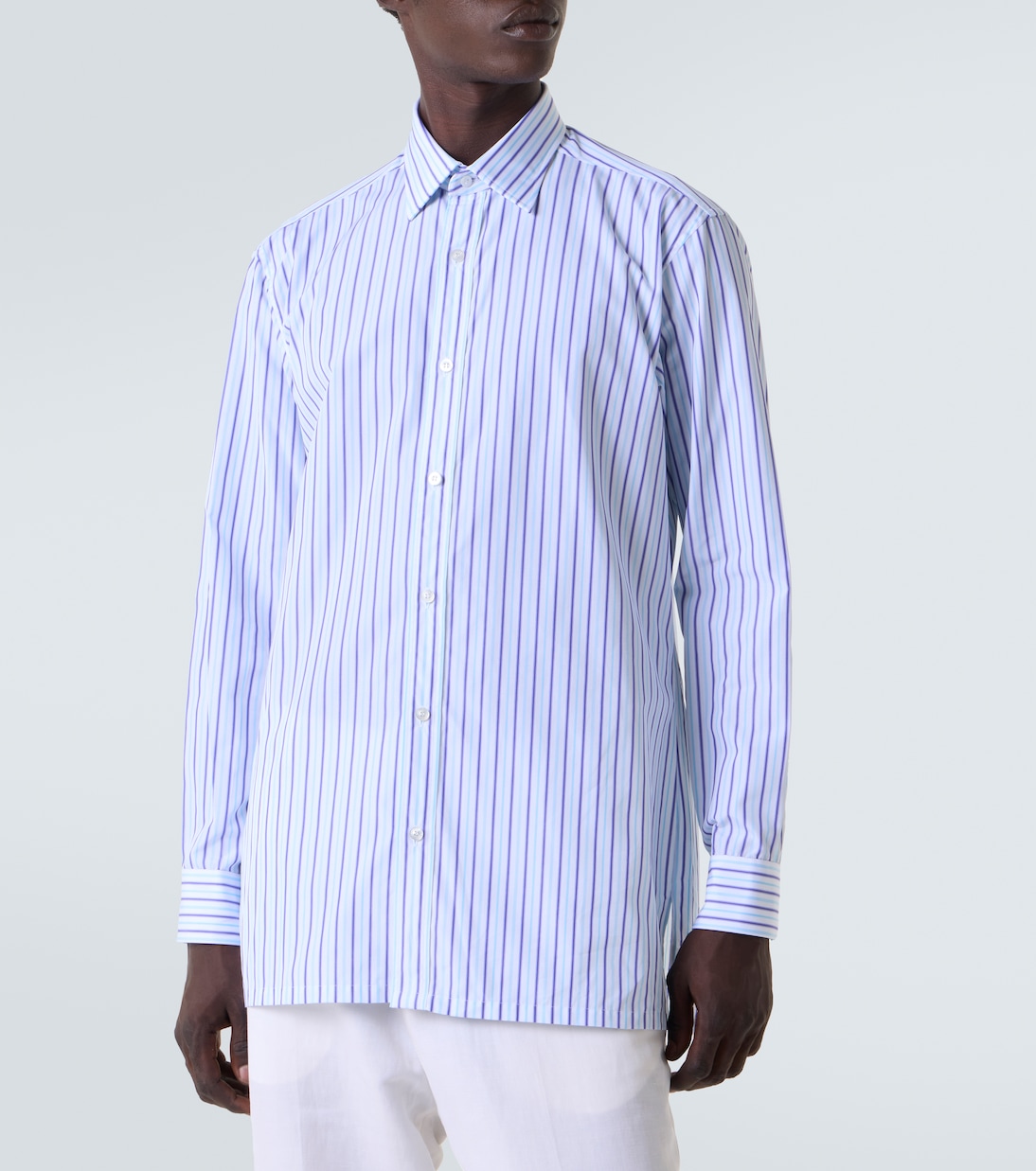 Striped cotton poplin shirt | Charvet