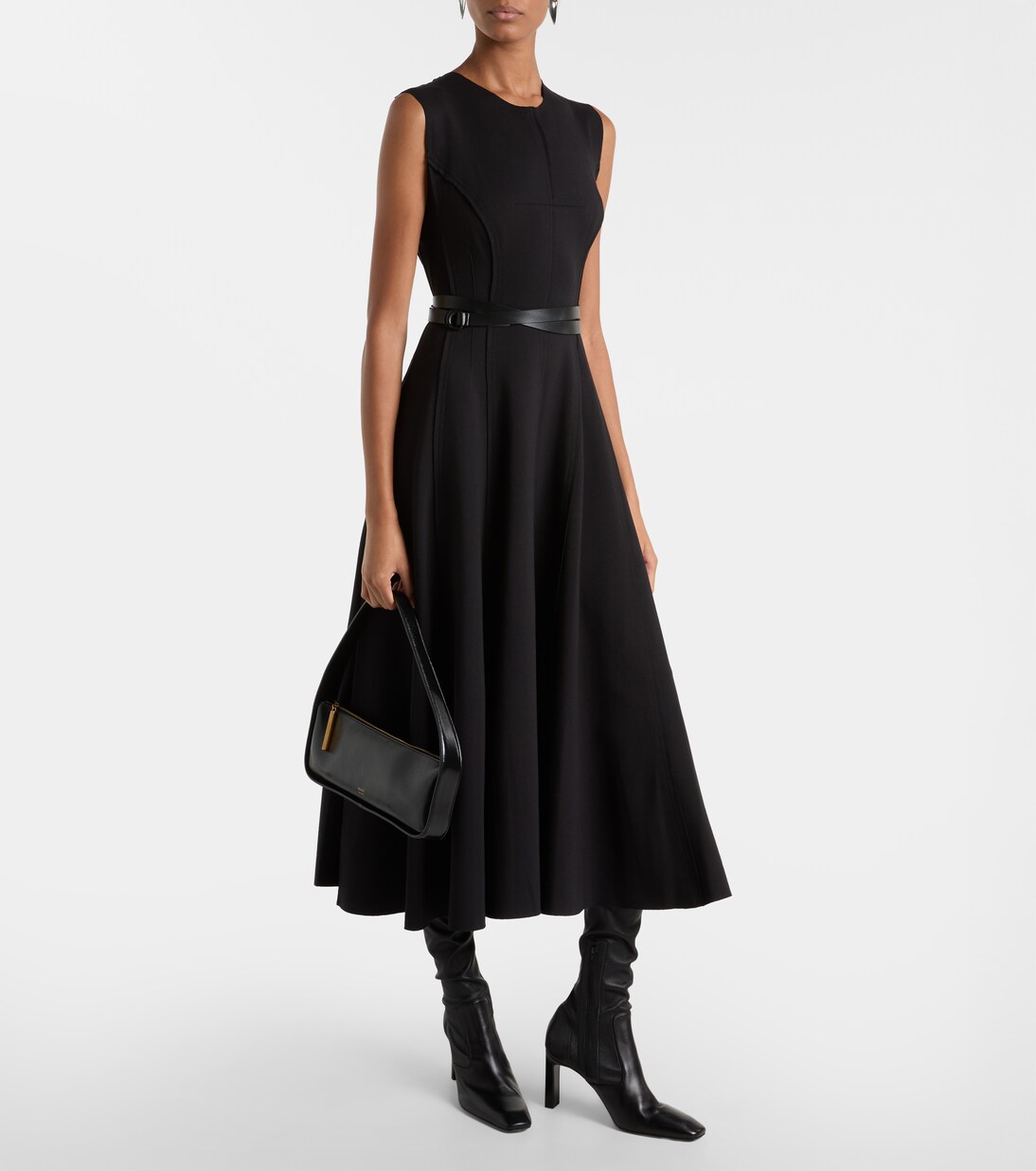 Abito midi in misto cotone con cintura | Norma Kamali