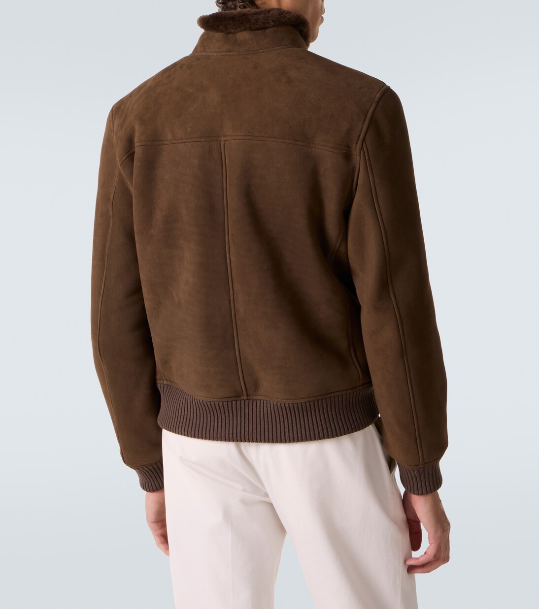 Shearling-lined suede bomber jacket | Thom Sweeney