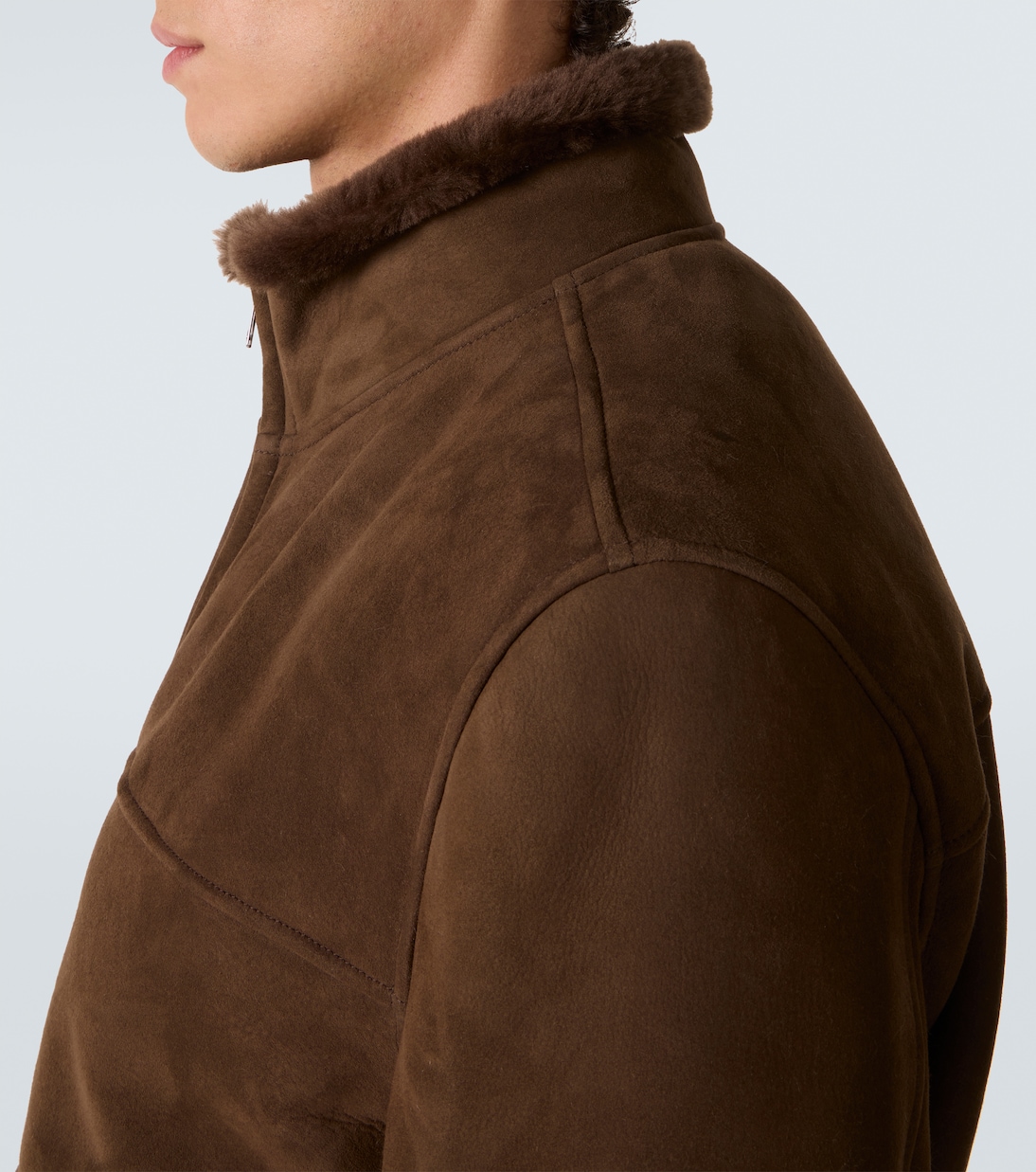 Shearling-lined suede bomber jacket | Thom Sweeney