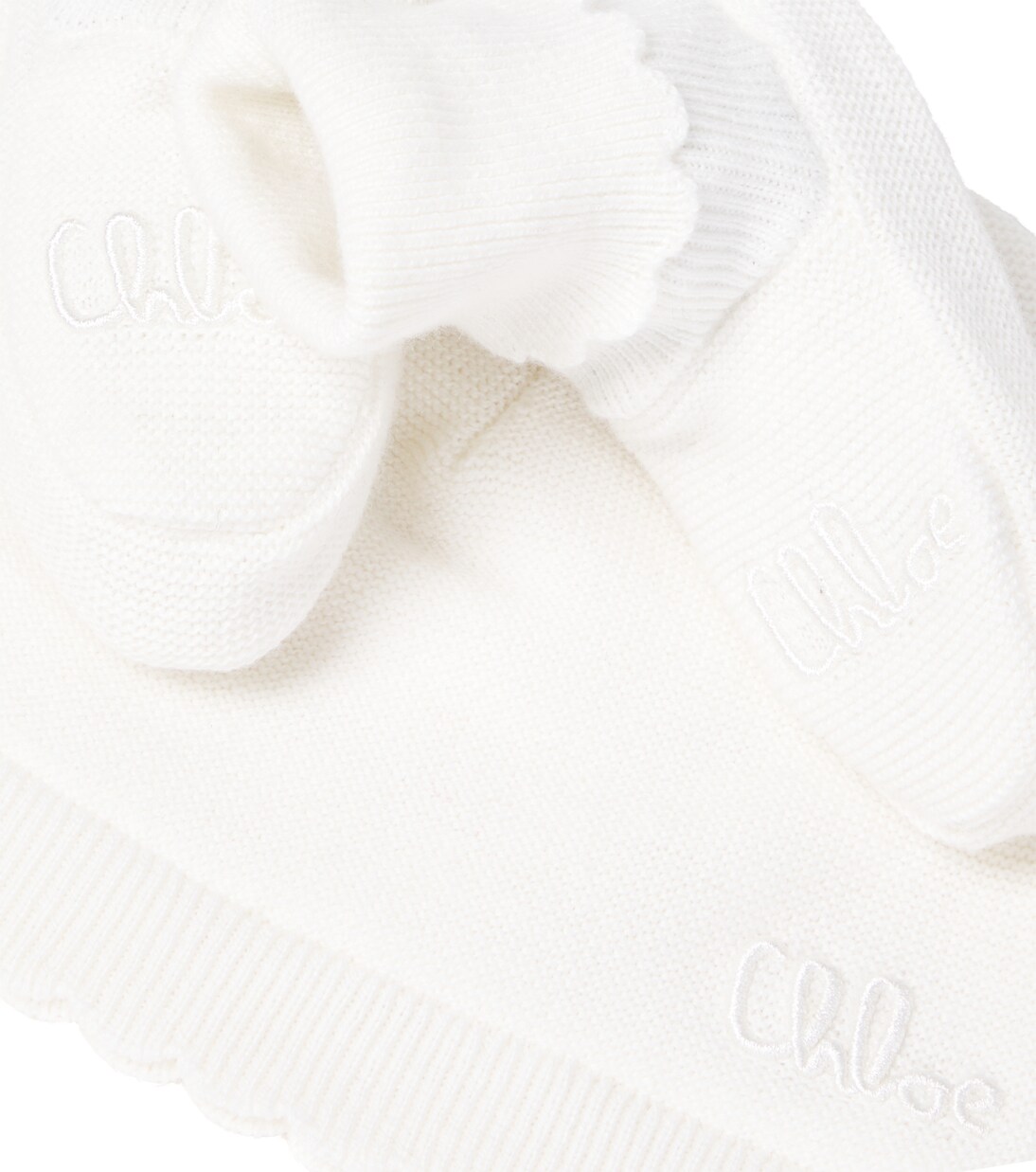 Baby - Berretto e stivaletti in cotone e cashmere | Chloé Kids