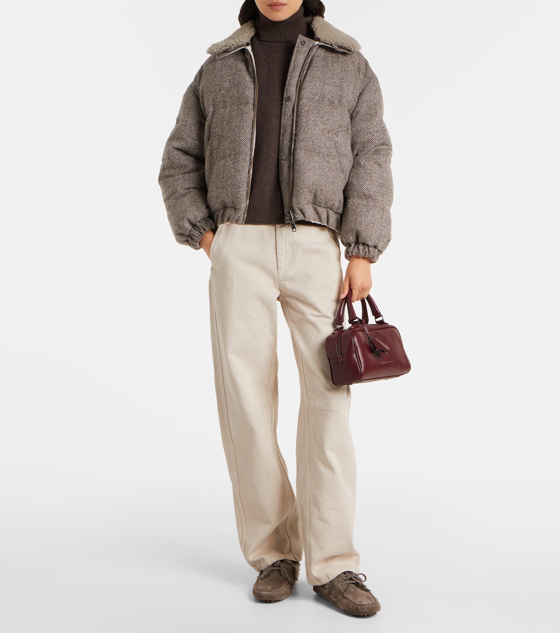 Mokassins Monili aus Veloursleder mit Shearling | Brunello Cucinelli