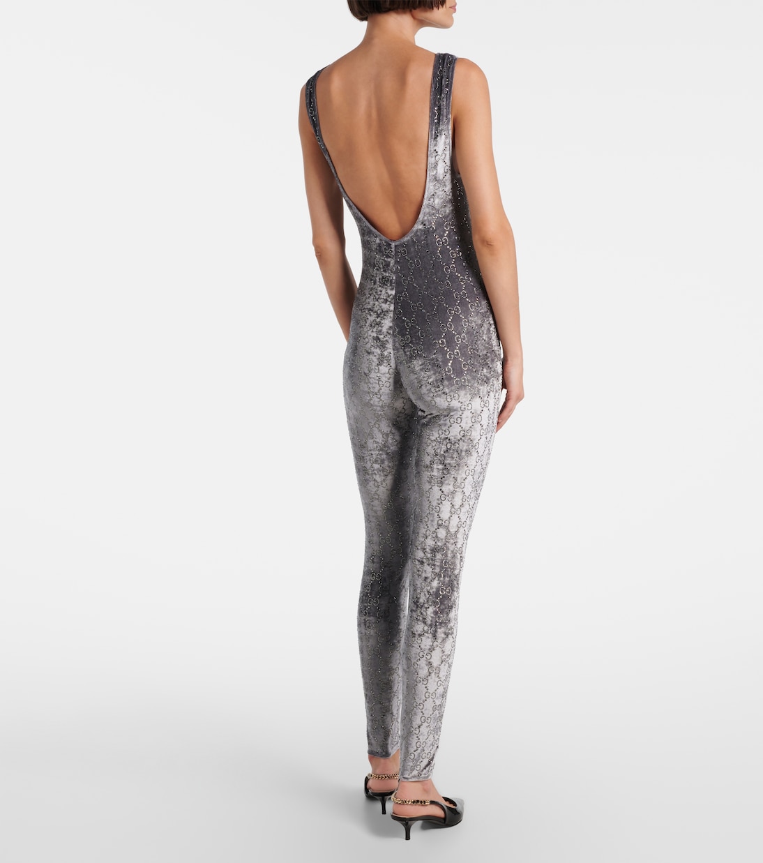 Jumpsuit GG Crystal aus Samt miT Kristallen | Gucci