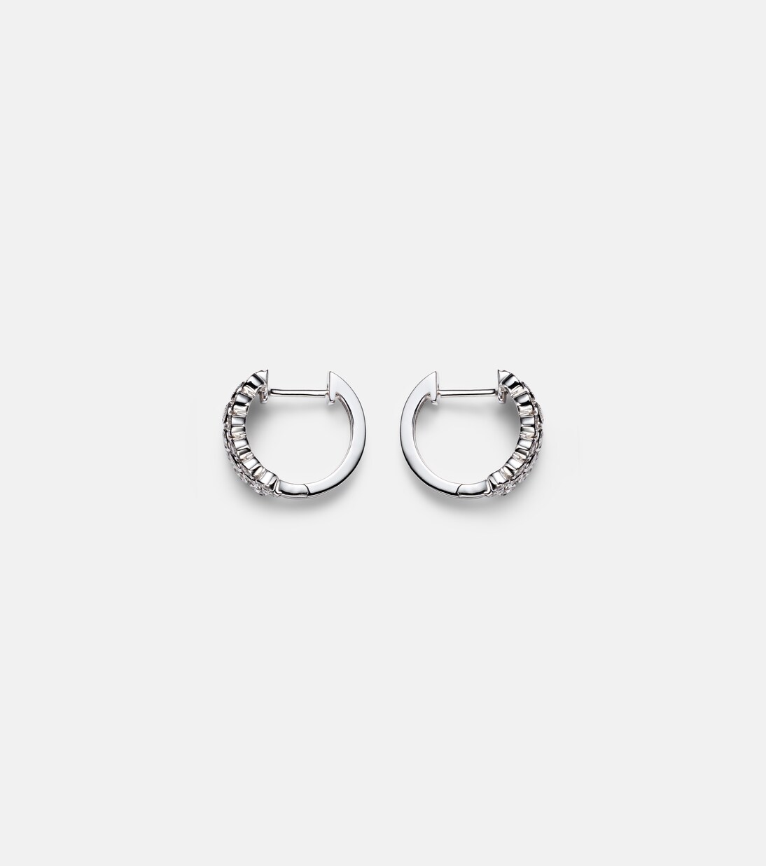 Three Row 18kt white gold huggie earrings with diamonds | Anita Ko