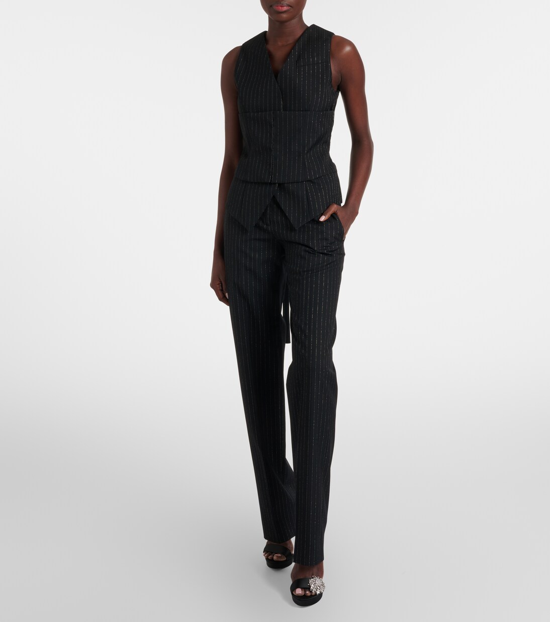 Pinstripe wool straight pants | McQueen