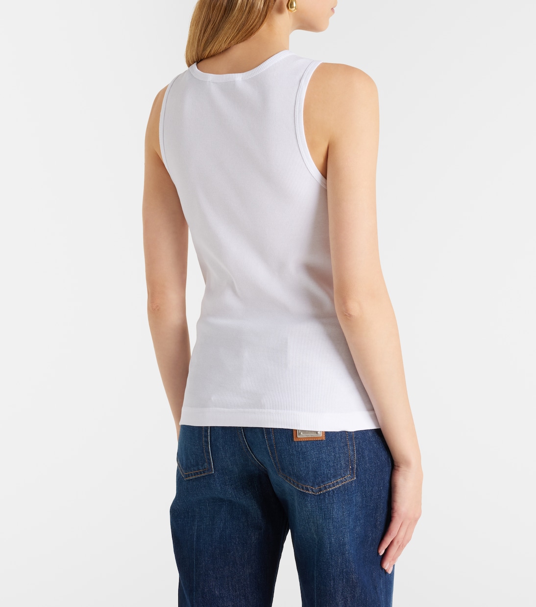 DG embellished ribbed-knit cotton tank top | Dolce&Gabbana