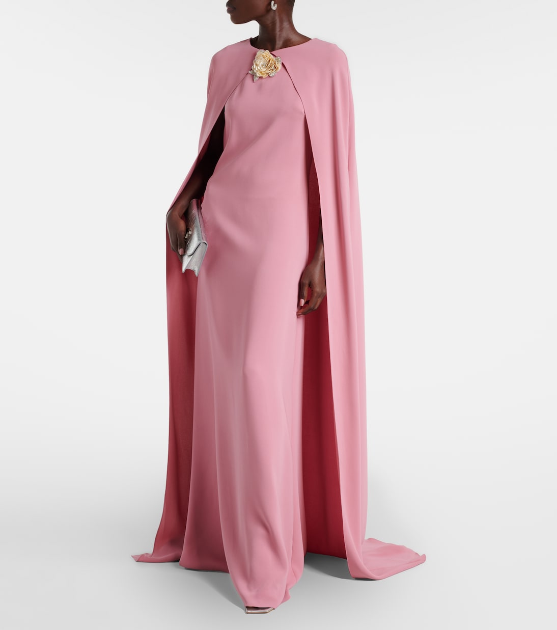 Caped silk-blend georgette gown | Oscar de la Renta