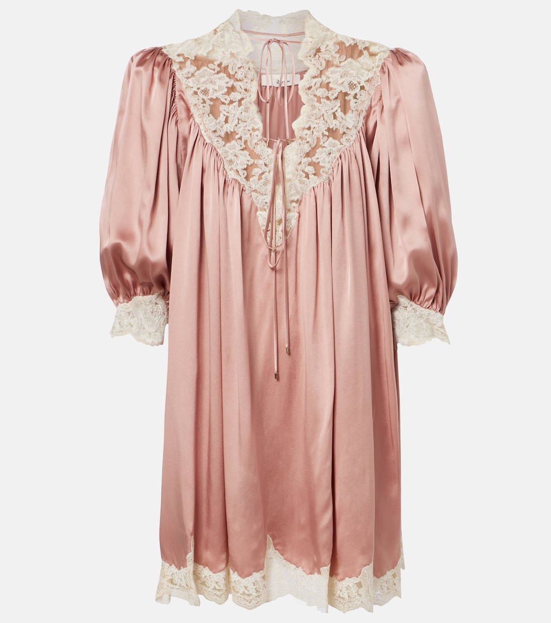 Lace-trimmed silk satin minidress | Chloé
