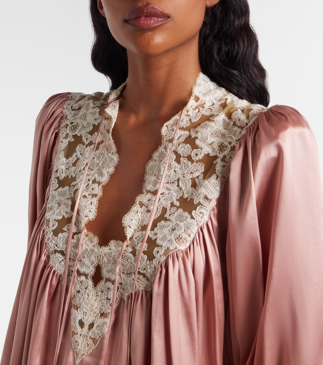 Lace-trimmed silk satin minidress | Chloé