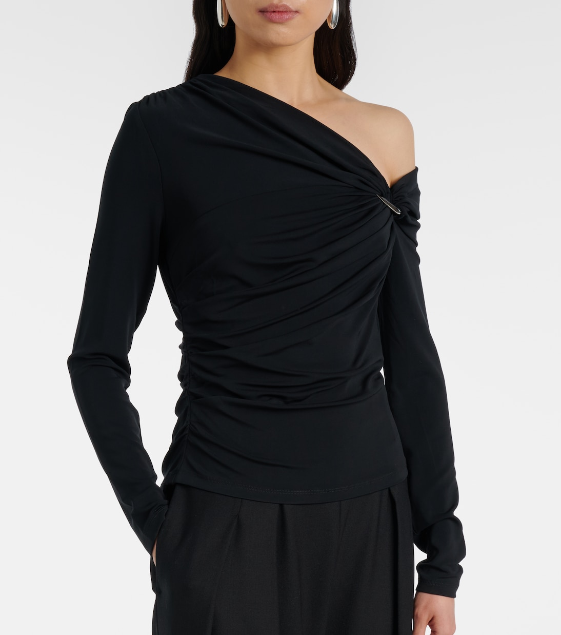 Lozea asymmetric ruched jersey top | Veronica Beard