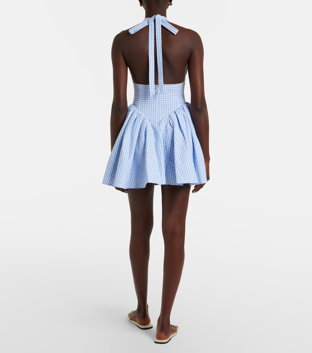 Micaela gingham halterneck cotton minidress | Bananhot