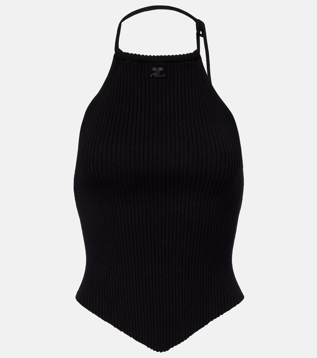 Pointy ribbed-knit halterneck top | Courrèges