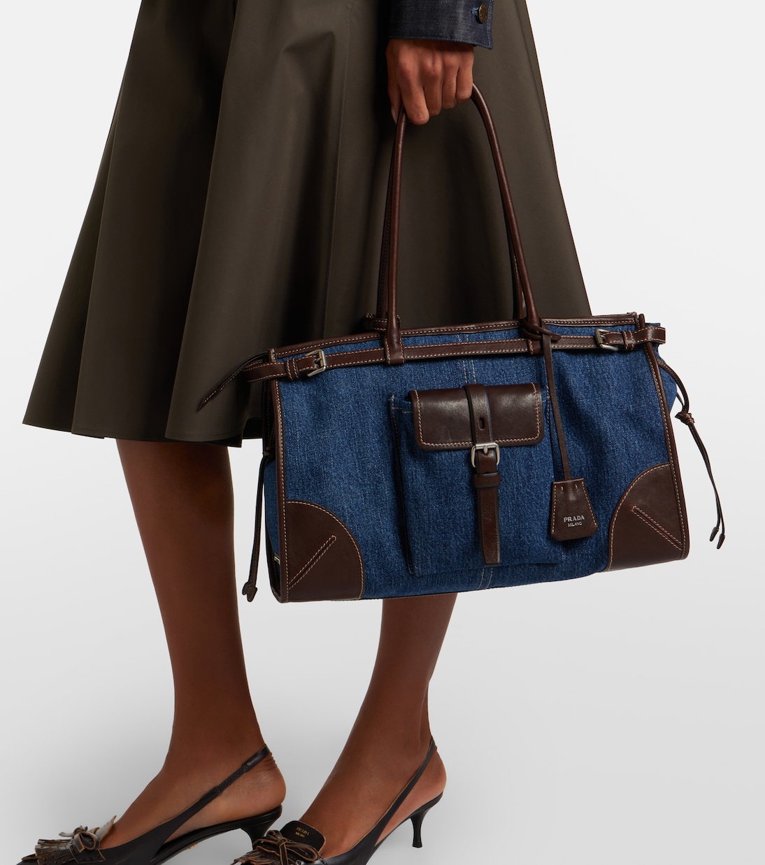 Prada Bonnie Large denim shoulder bag | Prada