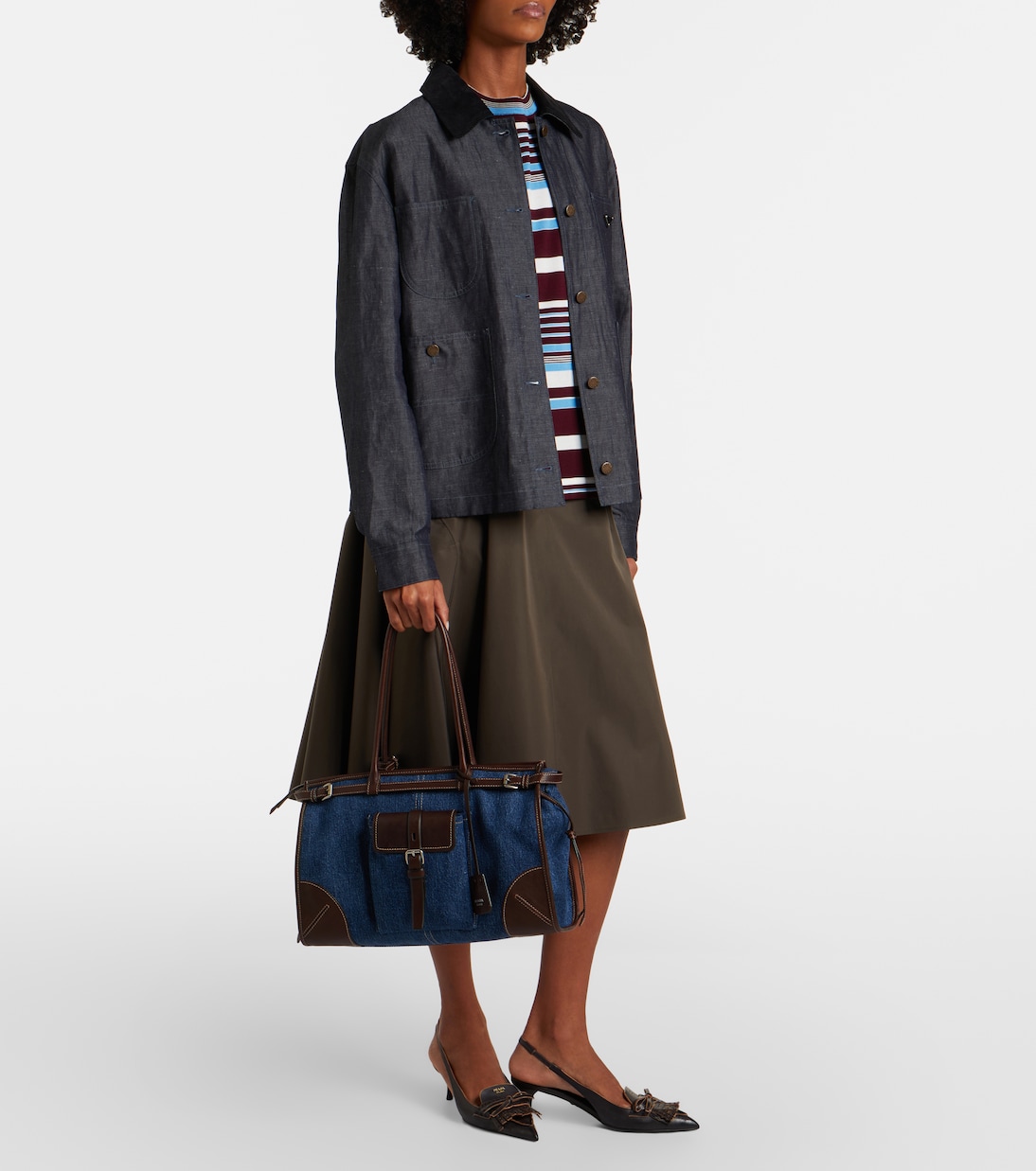 Prada Bonnie Large denim shoulder bag | Prada