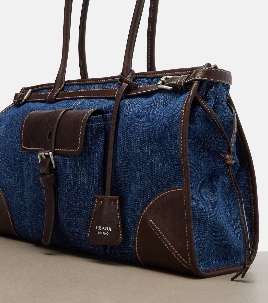 Prada Bonnie Large denim shoulder bag | Prada