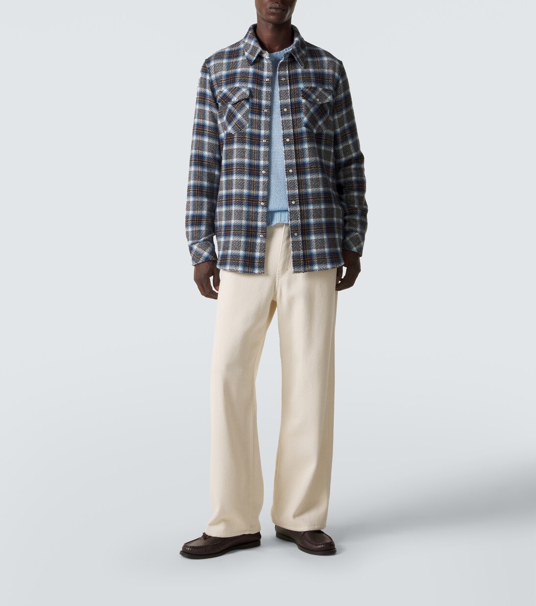 Lightning Storm cashmere shirt with moonstone | God's True Cashmere