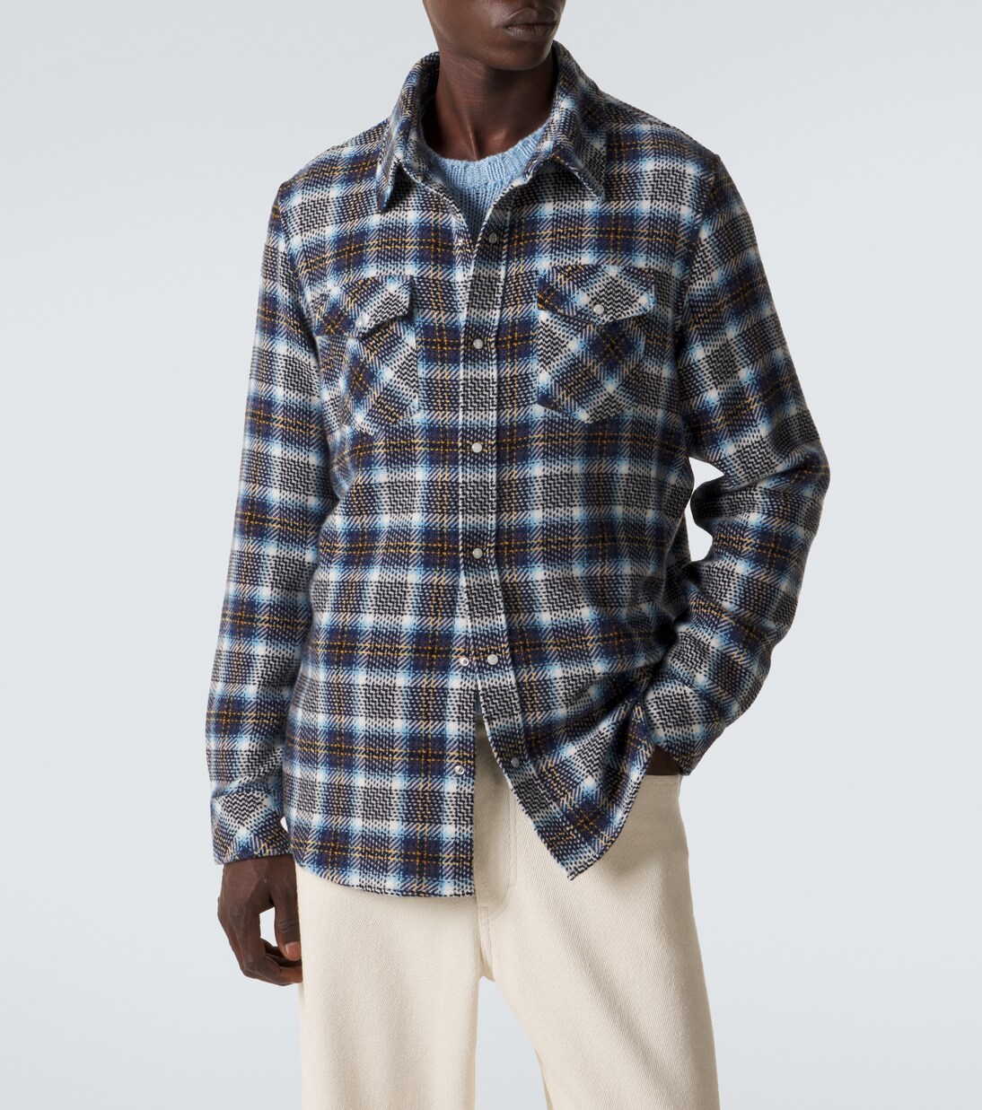 Lightning Storm cashmere shirt with moonstone | God's True Cashmere